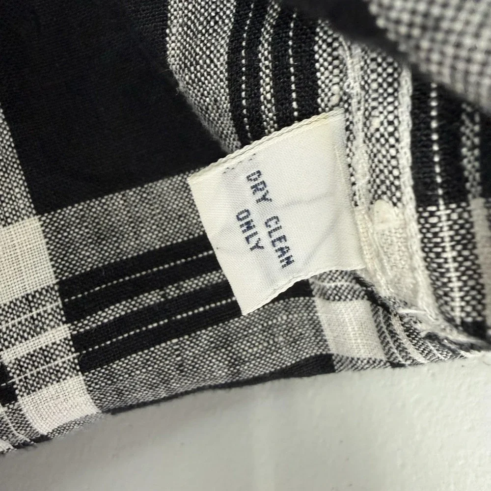 Polo Ralph Lauren Shirt Mens Large Black Plaid Clayton Camp Loop Linen